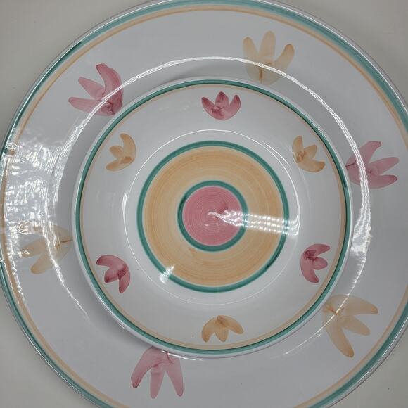 VTG Caleca Pasta Platter Spaghetti Bowl Set White Ceramic Hand Painted Italy - Picture 14 of 16